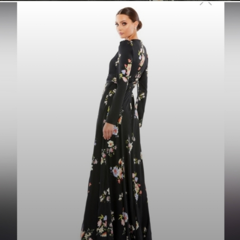 Ieena mac duggal maxi floral gown dress size 12